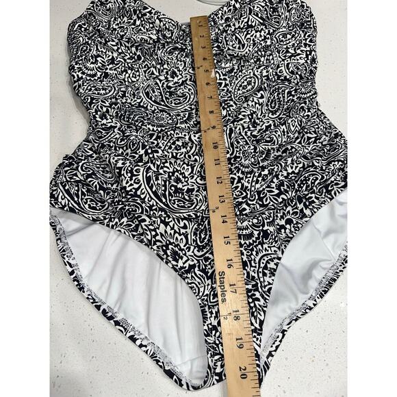 Land’s End Women’s One Piece Swim Suit Adjustable Strap Black Floral Modest XL - Picture 7 of 9